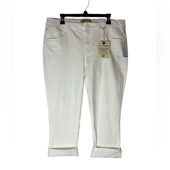 Democracy NWT White Ankle Cropped Pants Relaxed Fit - Picture 1 of 7